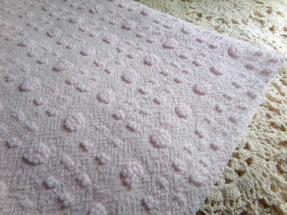 Pink Wink Vintage Chenille Fabric, Mini Dot Dash Pattern, 18" x 24" Quilt Material