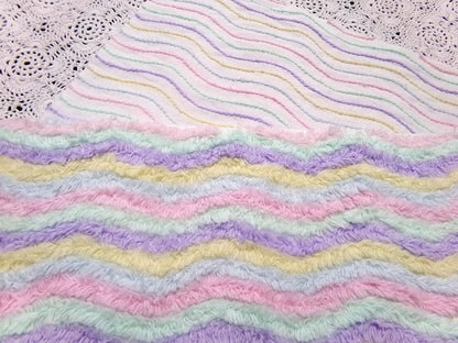 Rainbow Stripes Vintage Chenille Fabric, Soft Ripple Wave 10.5.24" Quilt Textile