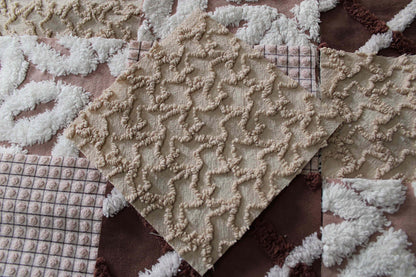 boho browns chenille fabric squares, 16 vintage quilt blocks, 6" x 6" inches ea, great for hippie inspired craft projects