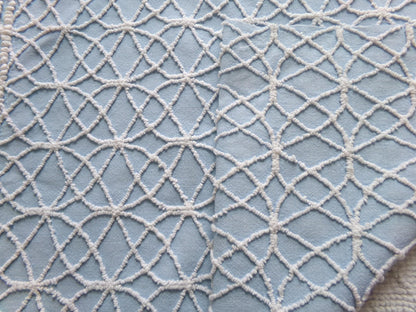 shabby weathered blue chenille fabric, vintage quilt material, 16.5" x 24" lightweight cotton piece