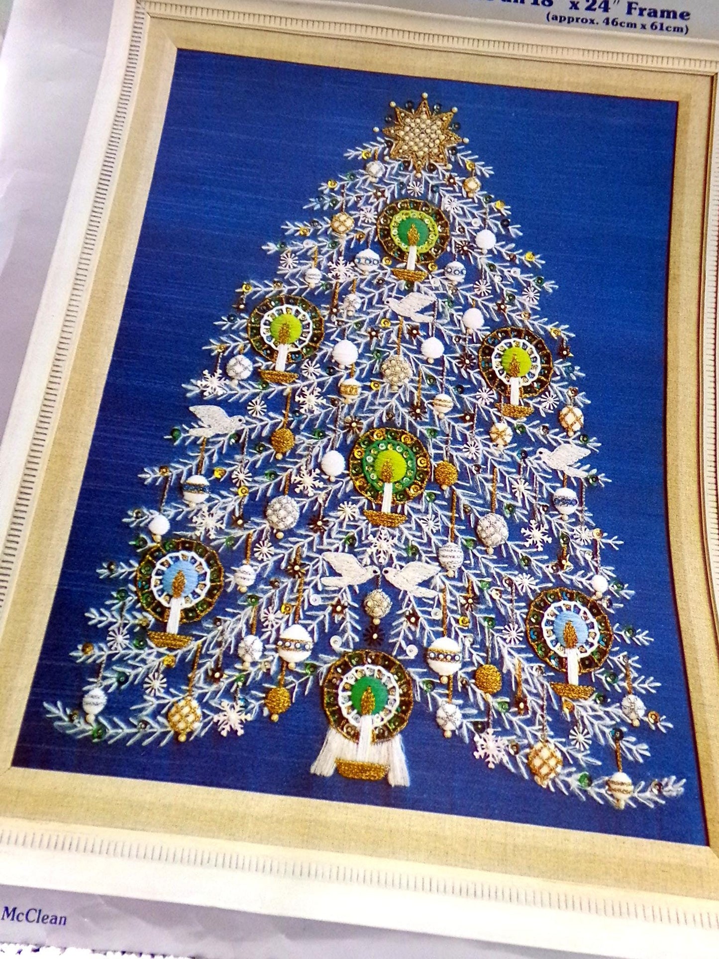 TREE of PEACE Vintage Crewel Embroidery Kit Paragon Needlecraft 6429 Christmas Wall Art June McClean