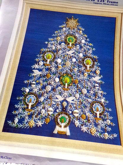 TREE of PEACE Vintage Crewel Embroidery Kit Paragon Needlecraft 6429 Christmas Wall Art June McClean