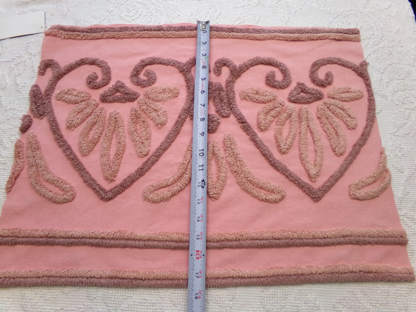 Unique Linked Heart Vintage Chenille Fabric: Old World Style Design 17" x 23" Piece of Material for Arts & Crafts, Wallhanging
