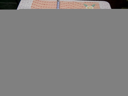 Vintage Cotton Chenille Fabric Peach Dot Floral Accents 23 x 30" Shabby Chic