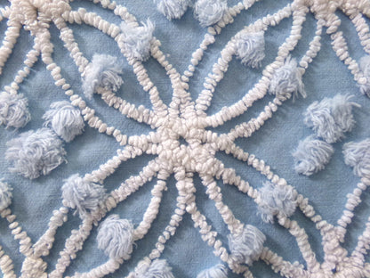 coastal blue vintage chenille fabric, popular beach vibes 22" x 24" inch piece of cotton quilt material for sewing & crafts