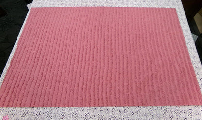 Vintage Chenille Fabric Dusty Rose Simple Stripe Pattern 18x30"