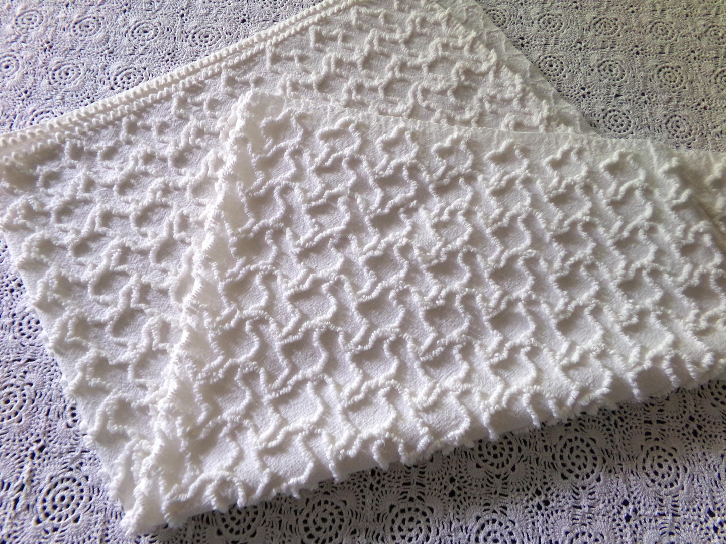 Neutral Cream Vintage Chenille Fabric, Texturized Squiggle Cotton Material, 20" x 25" inch Piece, Neutral Vintage Fabric for Quilts, Pillows