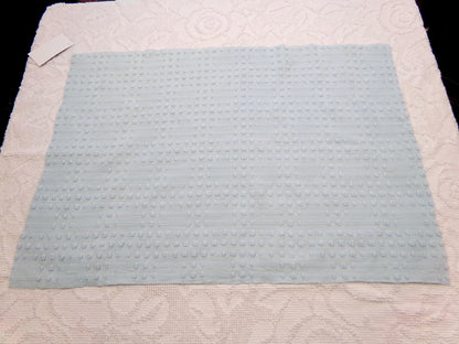Light Blue Vintage Chenille Fabric, Polka Dot & Dash Design, 18x24" Piece