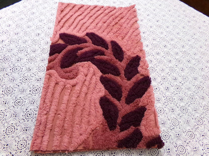 Cozy Plush Vintage Chenille Bedspread Fabric 18x21" Pc Mauve Quilting Material