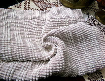 Chic Mocha Vintage Chenille Fabric Silver Lurex & White Pearl Pops 20" x 24"