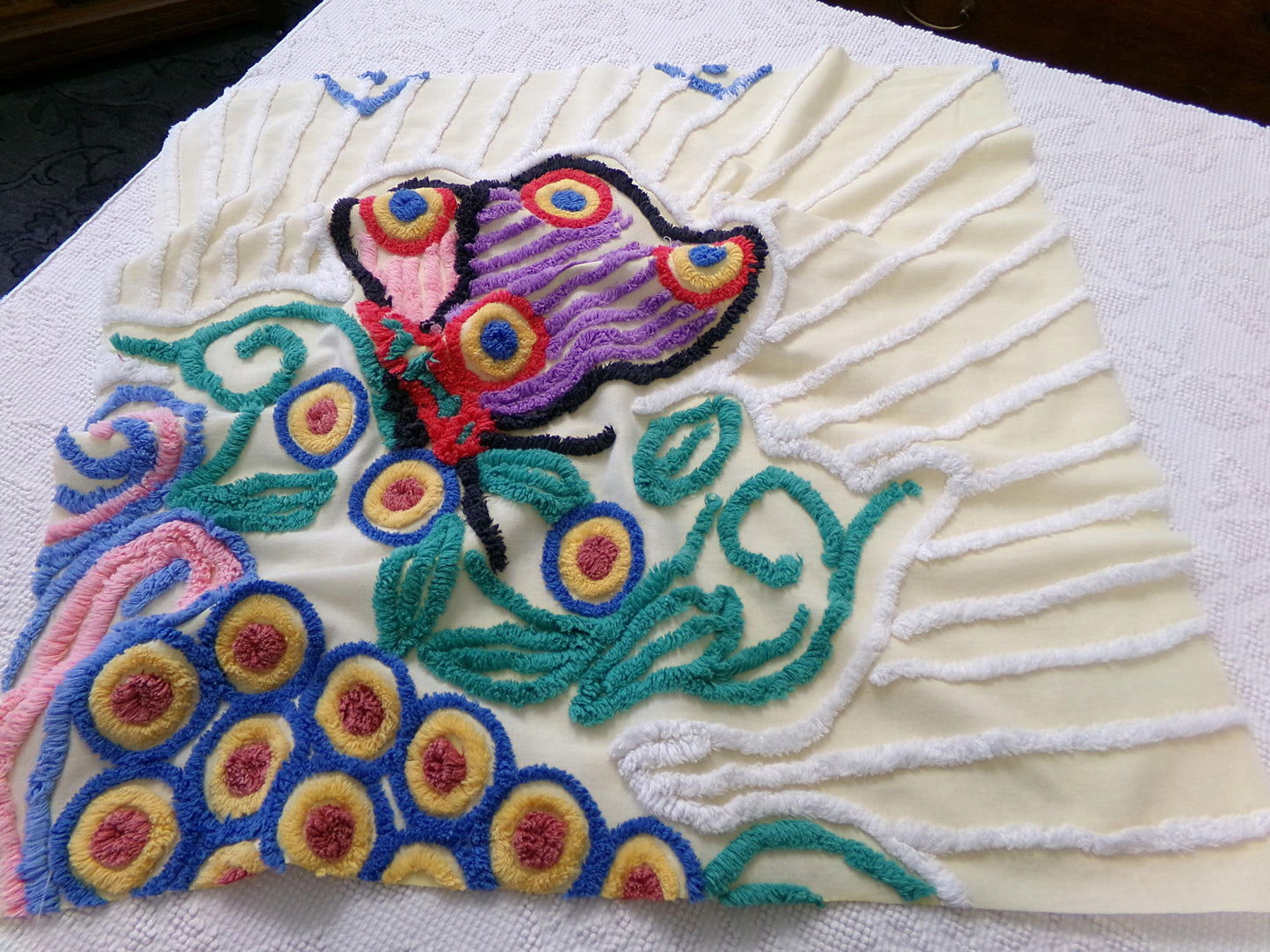 mystic butterfly vintage chenille fabric, heavenly 22" x 24" pc sewing material