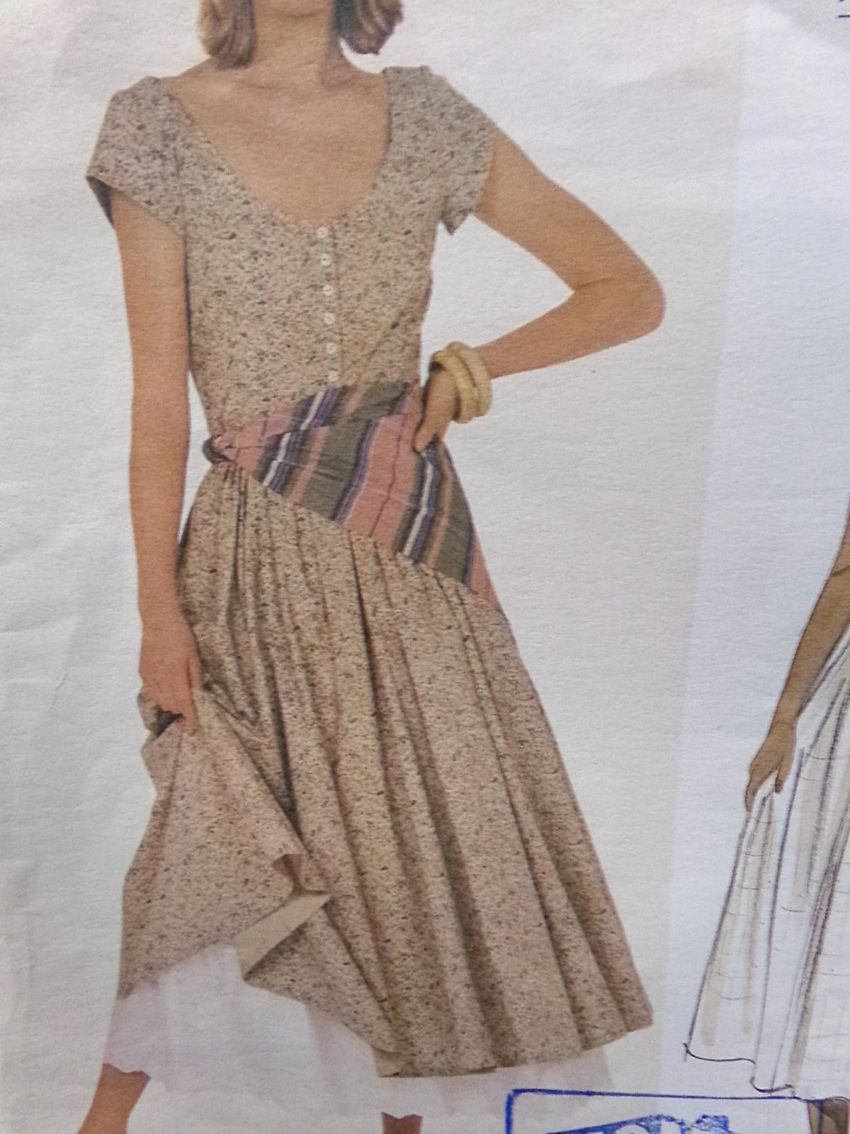 Vintage Vogue 2947 Pattern Ralph Lauren Dress Petticoat Scarf New Uncut Misses Sz 8