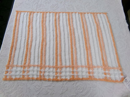 Peach & White Striped Vintage Chenille Fabric, versatile sewing craft quilt material, 18" x 25" piece