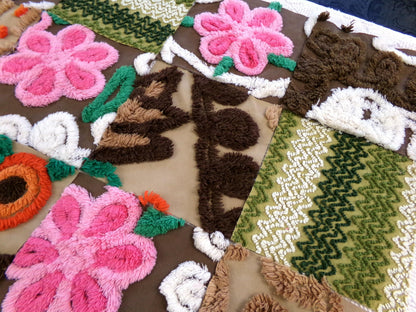 fall fairy vintage chenille fabric squares, set of 16 hippie boho 6" blocks for arts & crafts, sewing