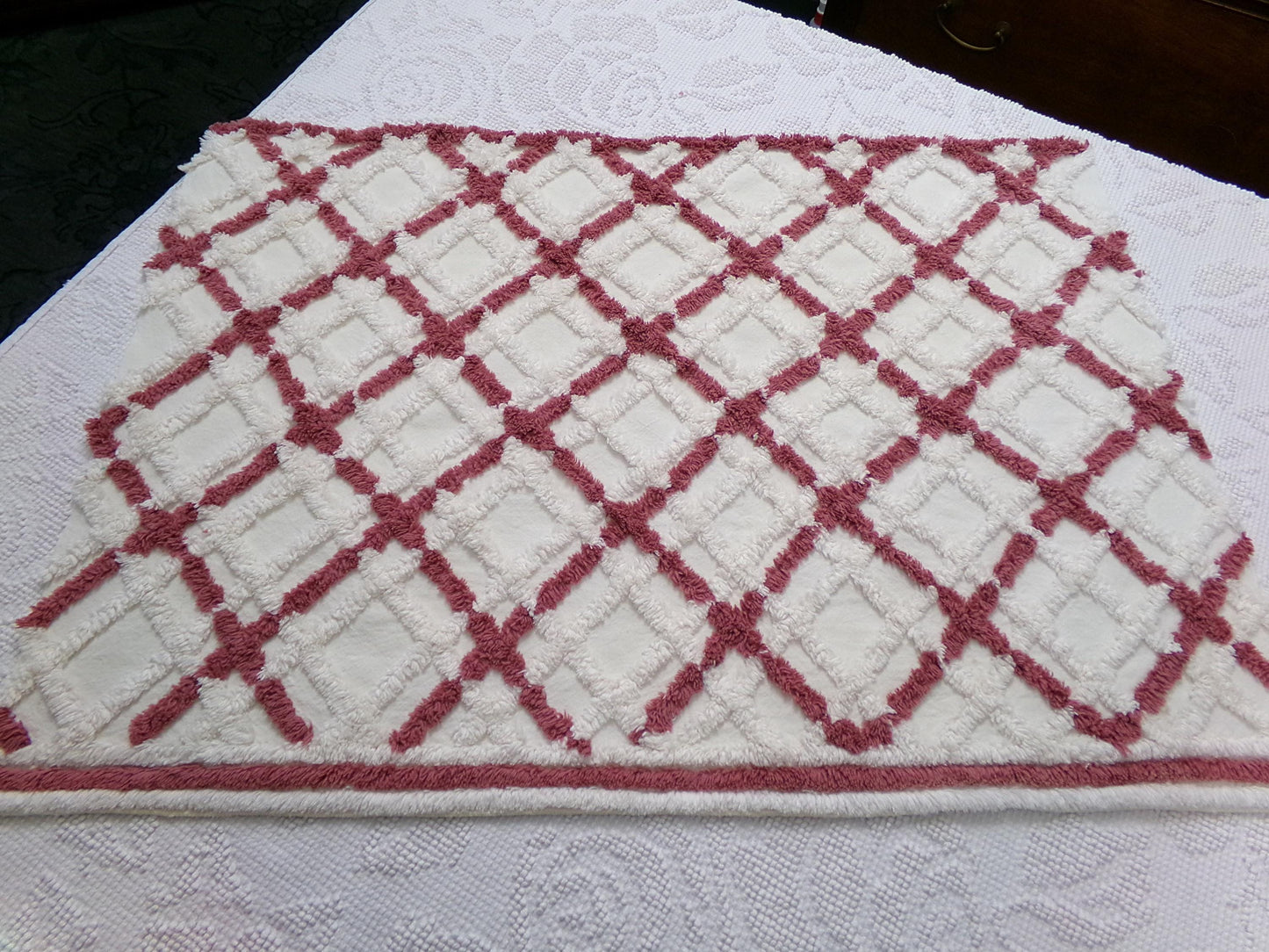 cozy plaid vintage chenille fabric, farmhouse style sewing & quilt material, 18" x 25" piece