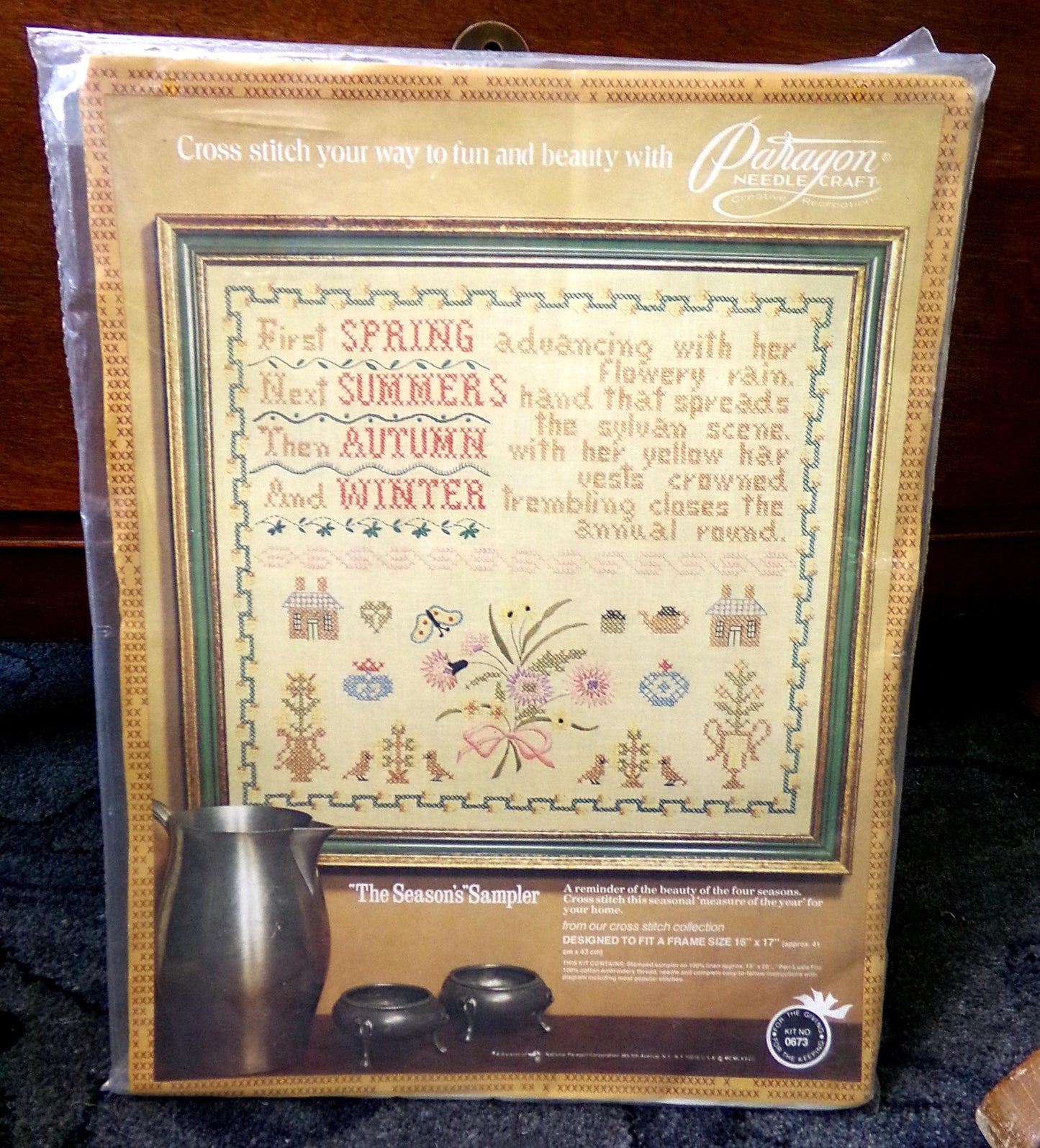 Vintage Cross Stitch Embroidery Sampler: The Season's, Paragon Stitchery Kit 0673