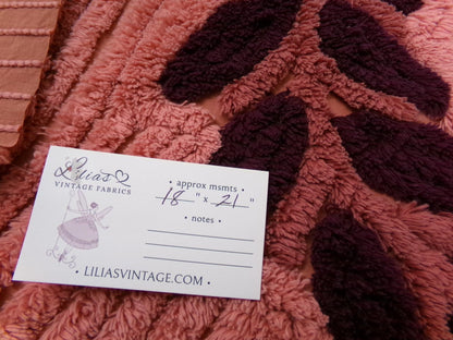 Cozy Plush Vintage Chenille Bedspread Fabric 18x21" Pc Mauve Quilting Material