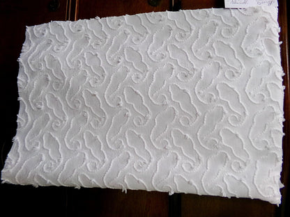 Vintage White Chenille Fabric Interlocking Infinity Eternity Symbol Pattern, 18" x 24"