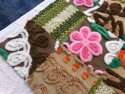 fall fairy vintage chenille fabric squares, set of 16 hippie boho 6" blocks for arts & crafts, sewing