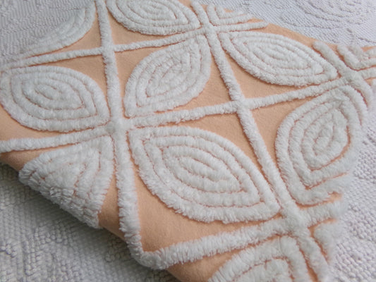 Peach Petals Vintage Chenille Bedspread Fabric, 20" x 24"