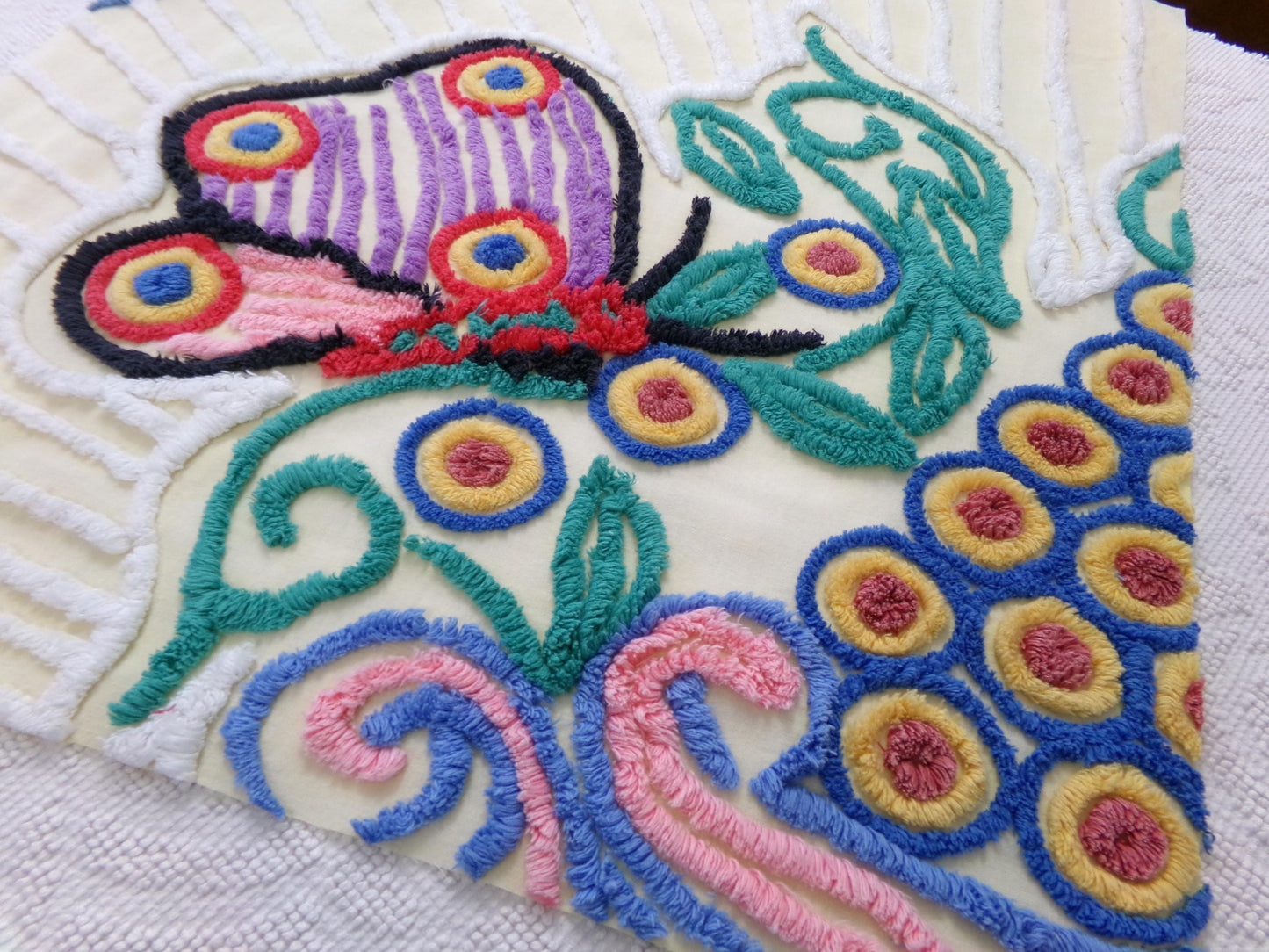 mystic butterfly vintage chenille fabric, heavenly 22" x 24" pc sewing material