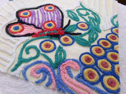 mystic butterfly vintage chenille fabric, heavenly 22" x 24" pc sewing material