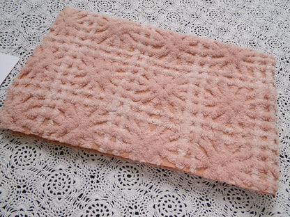 Vintage Chenille Fabric 14 x 19" Blush Pink Starburst Geometric Quilt Material