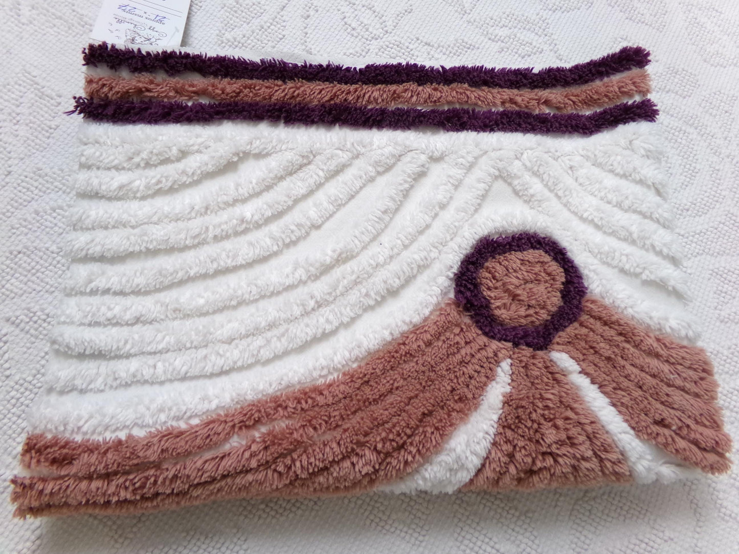 Luxury Plush Vintage Chenille Bedspread Fabric, Bow Swag White Swirl Sewing Material, 21" x 27"
