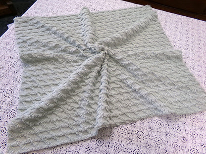 Calming Sage Vintage Chenille Bedspread Fabric Green Diamond Lattice 20x24"