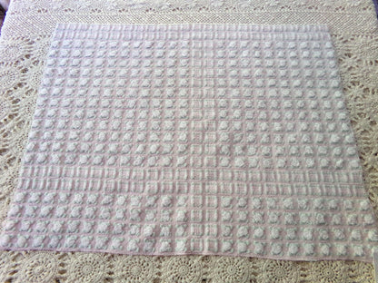 phantom white rosebud chenille fabric, 18" x 24" inch piece of dusty pink vintage Morgan Jones rosebuds quilt material for sewing & crafts