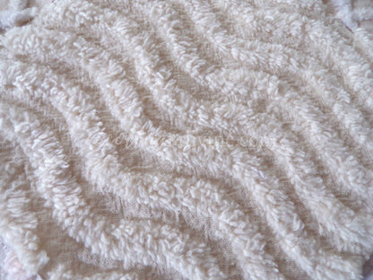 Cream Latte Quilt Squares Set from Vintage Chenille Bedspread Fabric, 16 Blocks, 6" x 6" inch, Neutral tones