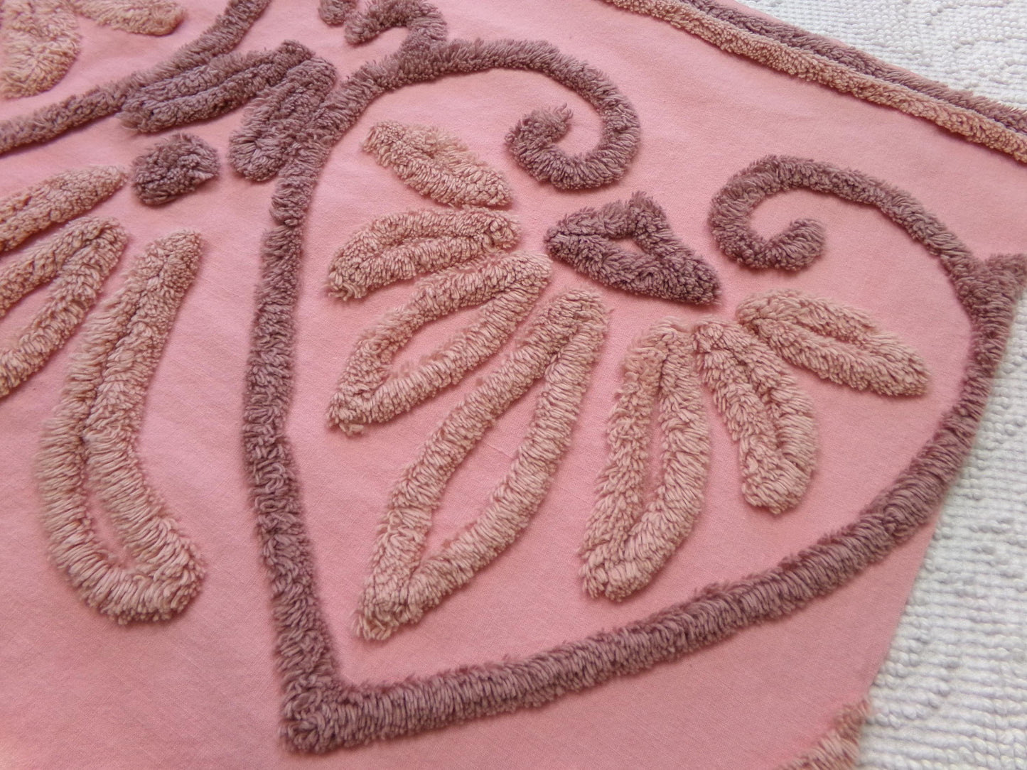 Unique Linked Heart Vintage Chenille Fabric: Old World Style Design 17" x 23" Piece of Material for Arts & Crafts, Wallhanging