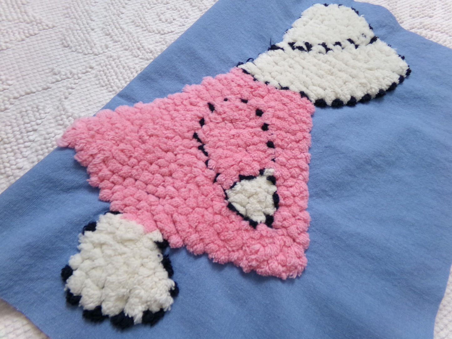 lone little girl vintage chenille bedspread fabric, quilt sewing material, 12" x 17.5"