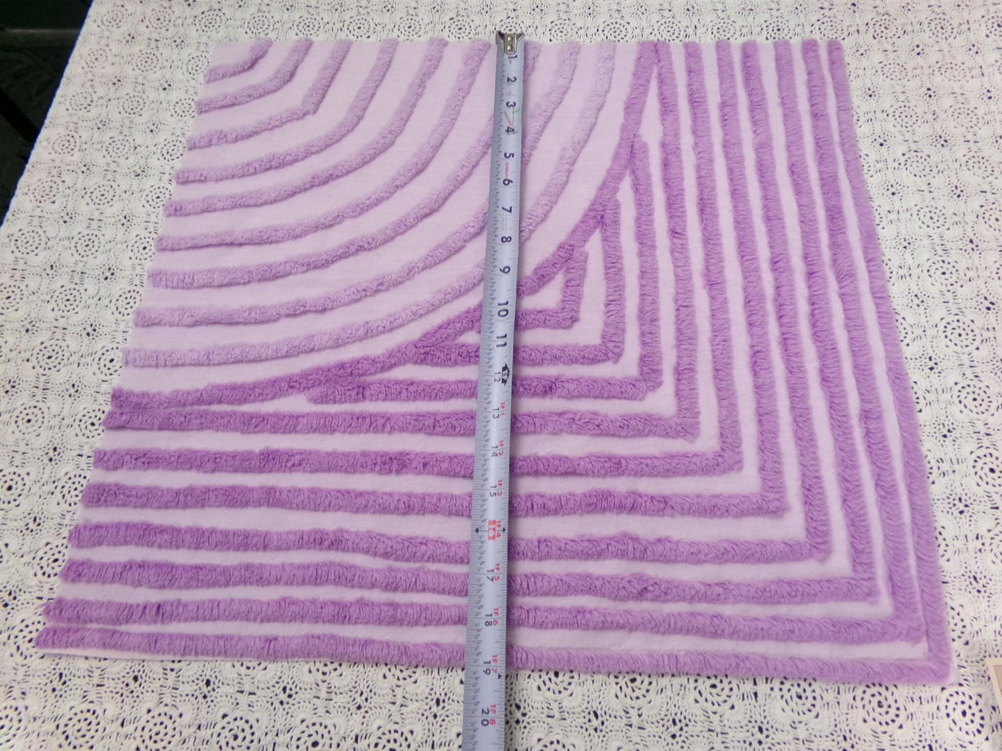 Lilac Vintage Chenille Fabric, Optic Moon Geometric Design, 18x20" Piece