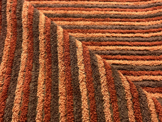 Striped Vintage Chenille Fabric 18x24" Pc, Cozy Autumn Harvest Boho Colors