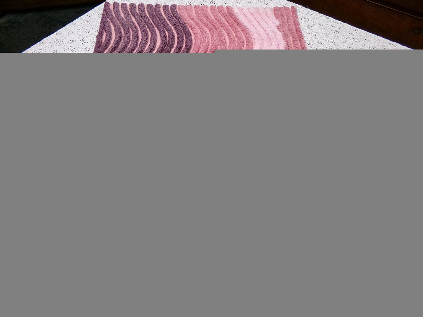 Triple Ripple Vintage Pink Chenille Bedspread Fabric Frosted Tufts 18x24" Quilt Piece