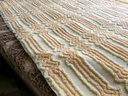 cosmic vintage chenille fabric in fantastic yellow lightning strike pattern, 16" x 27" cut fabric piece w/ needletuft zig zag zaps