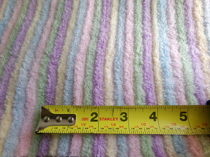 Pastel Rainbow Stripes Vintage Chenille Fabric, 18" x 24" inch Piece, Pretty in DIY Pillows, Handmade Quilts
