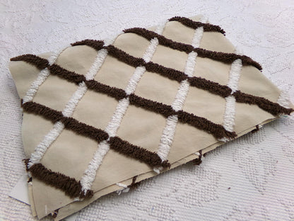 crosshatch vintage chenille fabric in mocha, chocolate brown & white, 18" x 27" piece