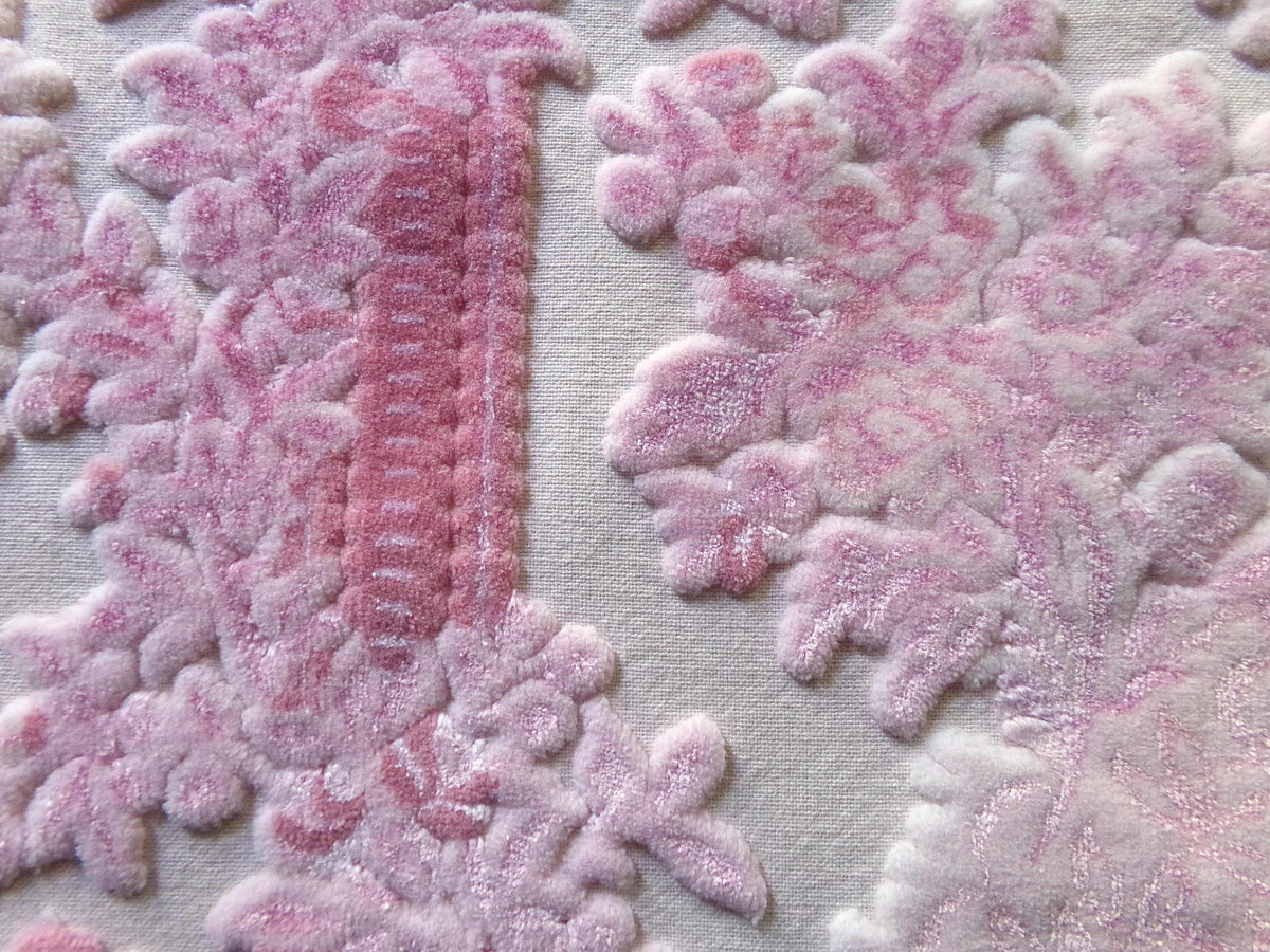 Luxury Pink Vintage Cut Velvet Fabric, Bates Tapestry Chenille, 16x24" Piece