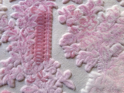 Luxury Pink Vintage Cut Velvet Fabric, Bates Tapestry Chenille, 16x24" Piece