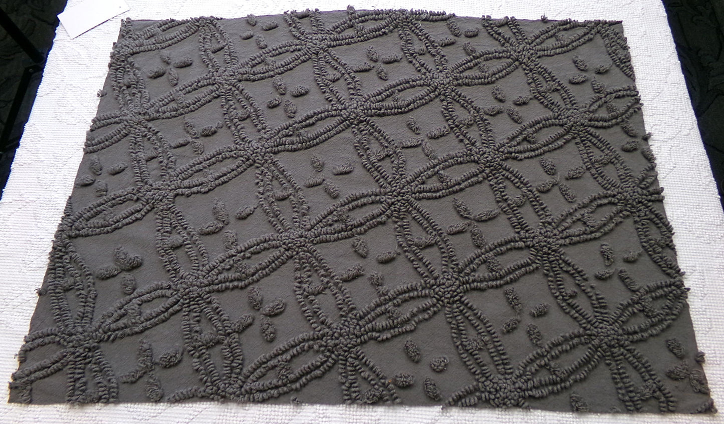 mystic moody grey chenille fabric, 18" x 25" piece of modern vintage style cotton sewing material, upcycle into pillows, quilts