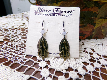 Simple Layered Pierced Dangle Earrings, Vintage Style Silver Forest Vermont Made in USA