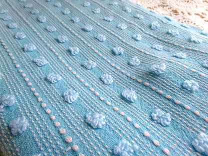 Vintage Chenille Fabric, Cute Woven Dot Dash Design, 24" x 18" inch piece, Great Quilt Material