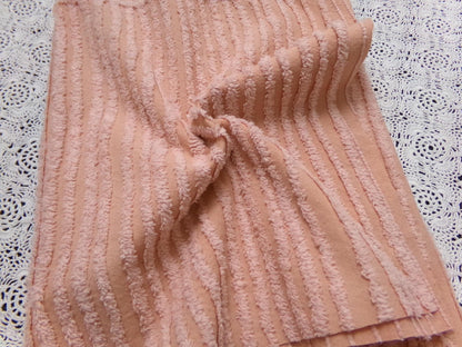 Vintage Striped Chenille Fabric, 13" x 42" Long Piece Quilt Material