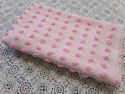 Pink Pops Vintage Chenille Woven Bedspread Fabric 20x19"