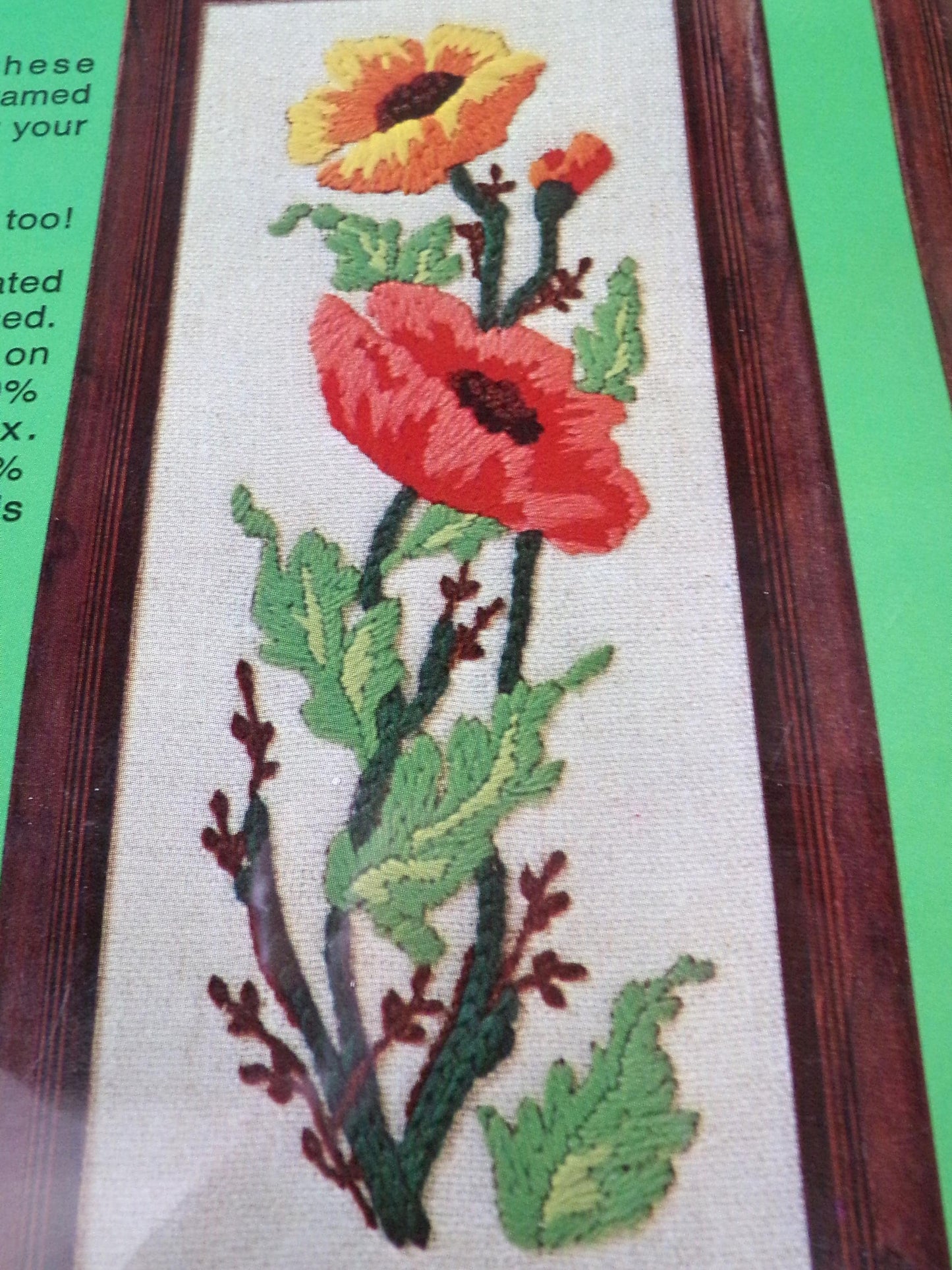 POPPIES Vintage Crewel Kit, WonderArt Embroidery 5025, Boho Hippie 70s Wall Hanging