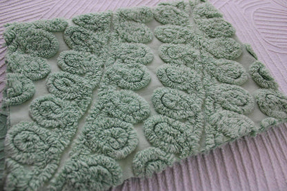 Mint Green Ice Cream Vintage Chenille Fabric 15.5x23" curlicue swirl pattern