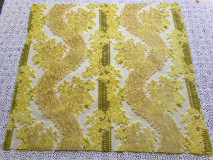 Luxury Cut Velvet Fabric, Bates Vintage Tapestry Chenille Piece, Golden Glow Earthtones, 20" x 22" Inches, Nice in Small Bags, Pillows