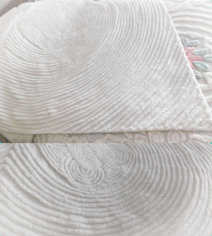 simple luxury vintage heavyweight chenille bedspread: plush white swirl tufts full size cotton bedding